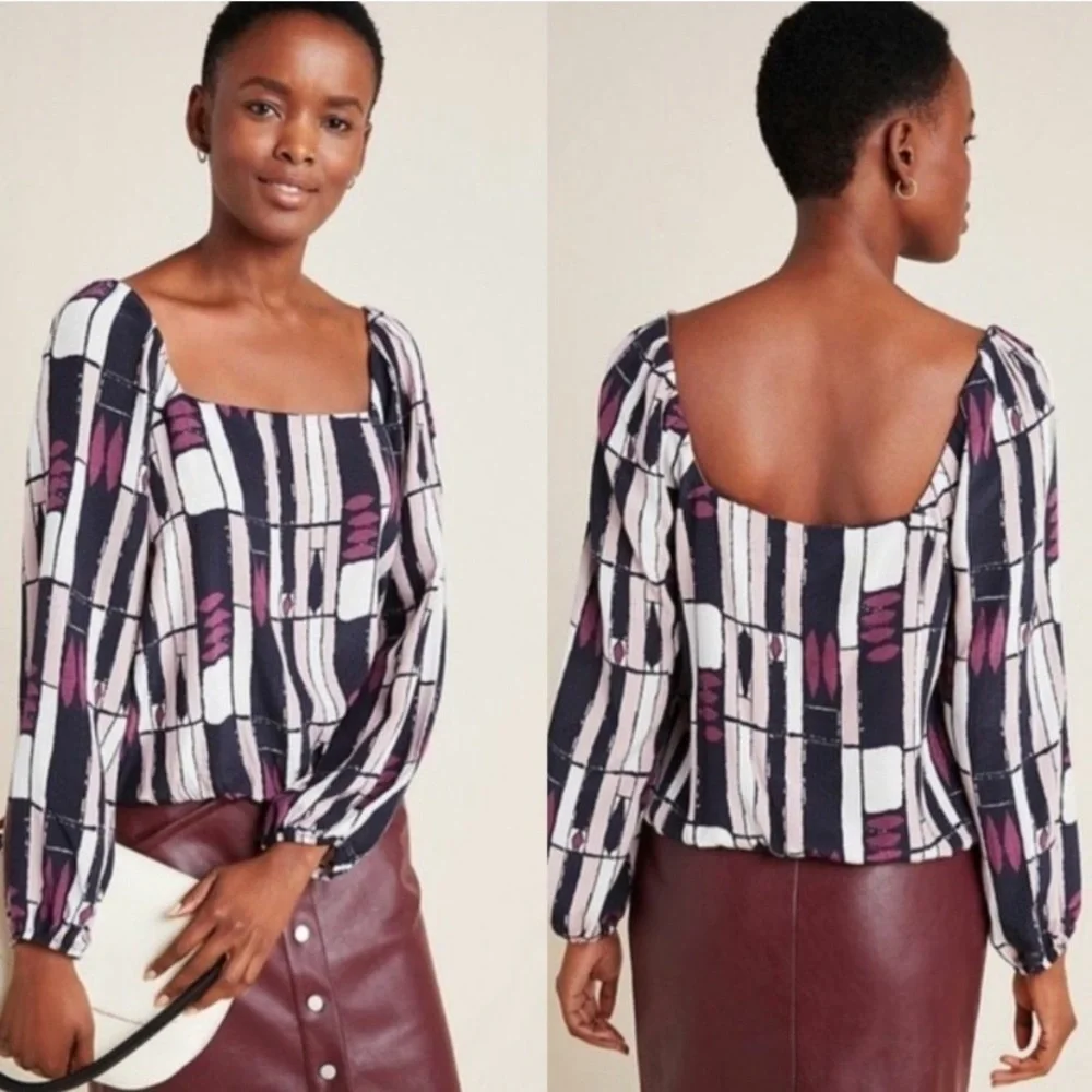 Anthropologie The Odells abstract print elastic waist women’s Size Small